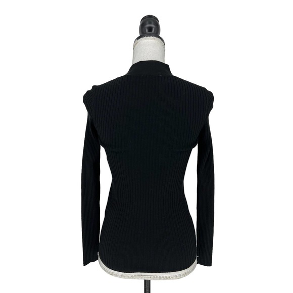 Sandro Black Ribbed Button Front Gabrielle Knit Cardigan - Picture 11 of 12